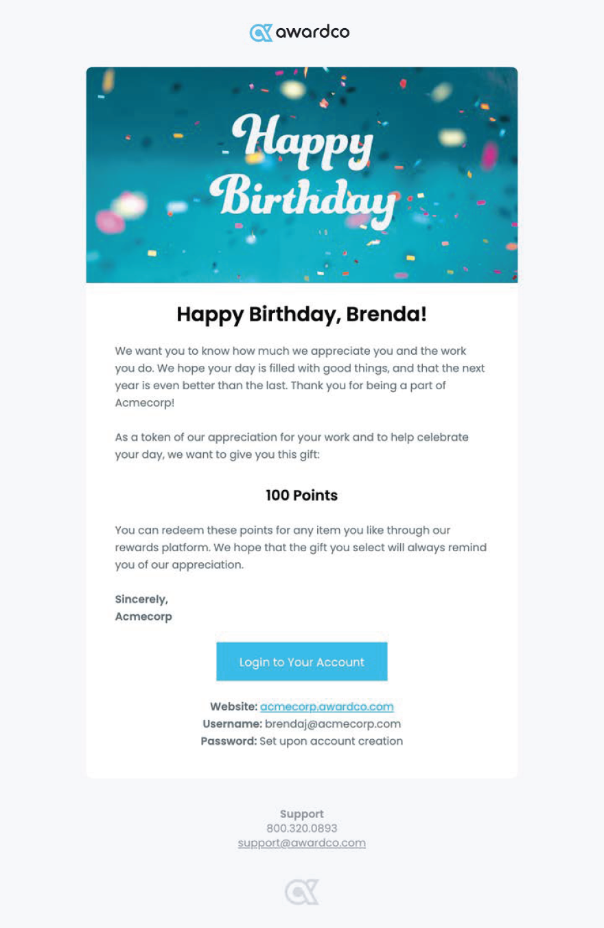 Birthday Email Standard Template