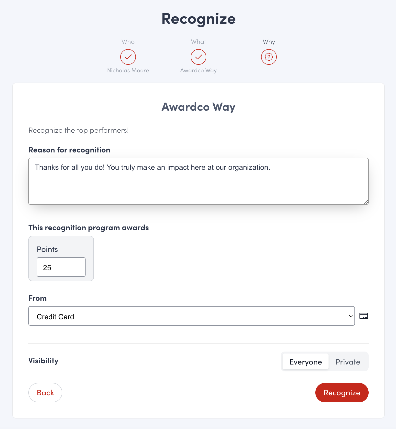 Add Points at Reward