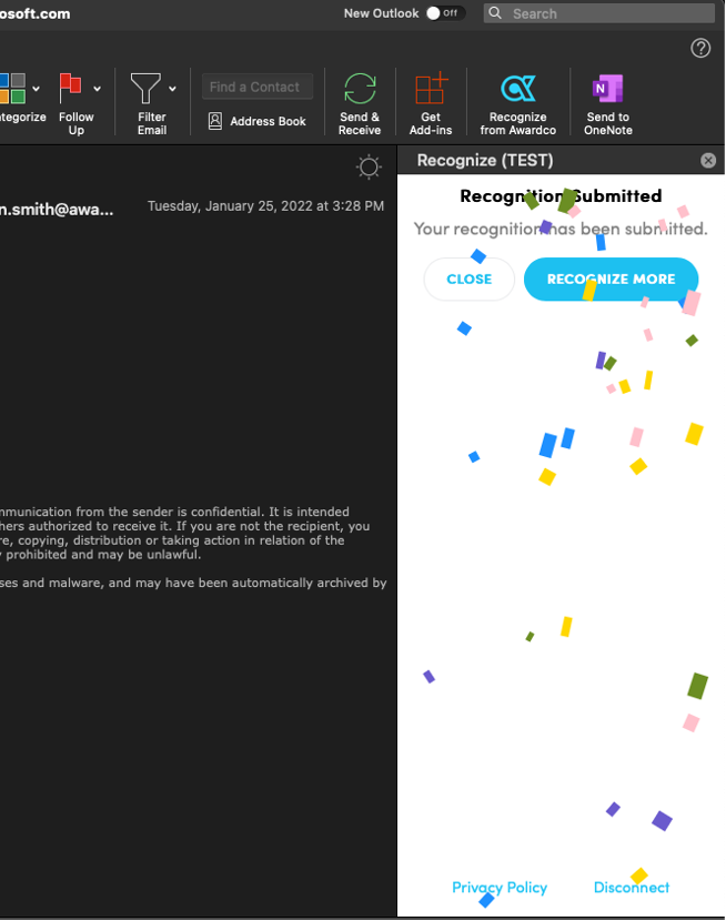 Recognizing in Microsoft Outlook