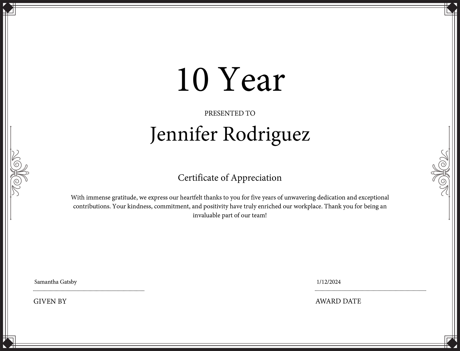 Service Award Certificate Templates, image size:1586x1211